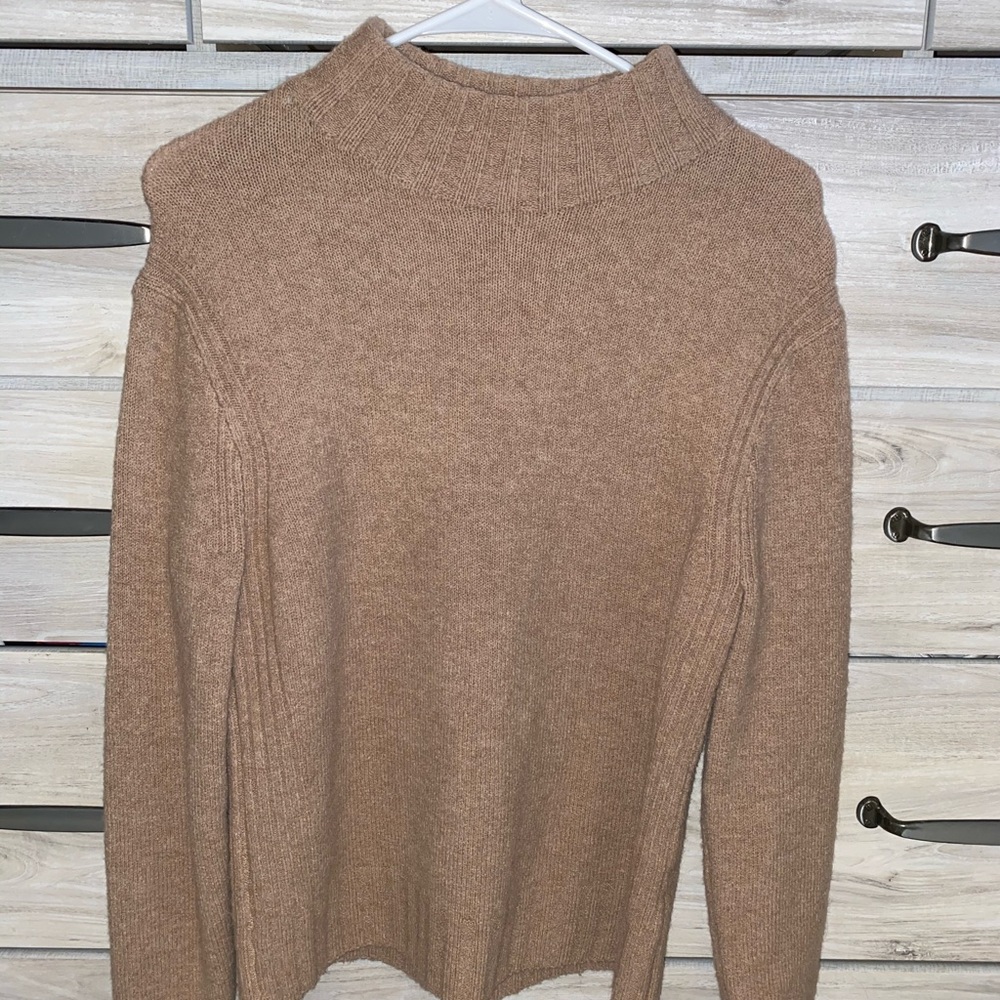 Tan Knit Turtleneck Sweater